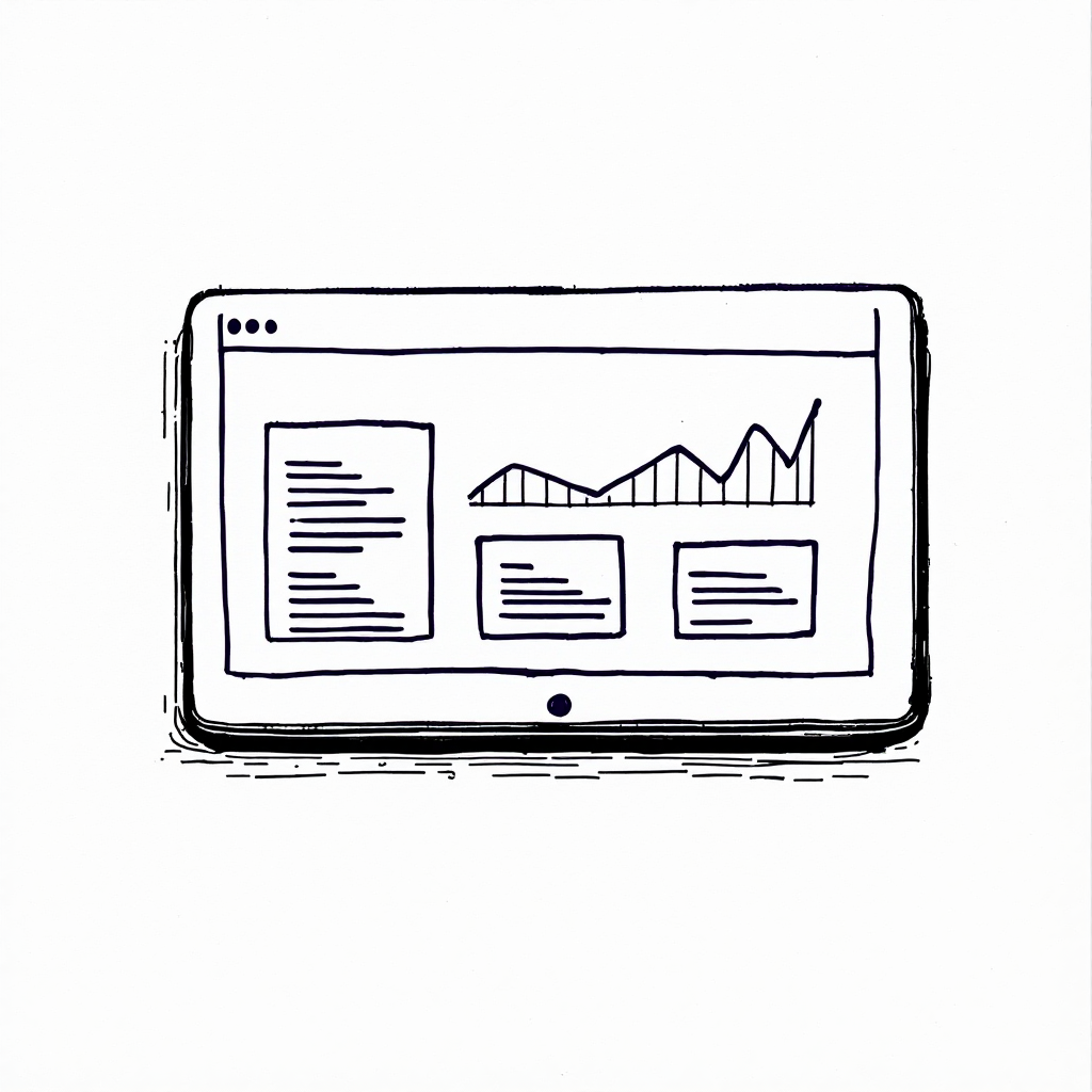 Tablette avec panneaux graphiques, tableau de bord consolidé temps réel